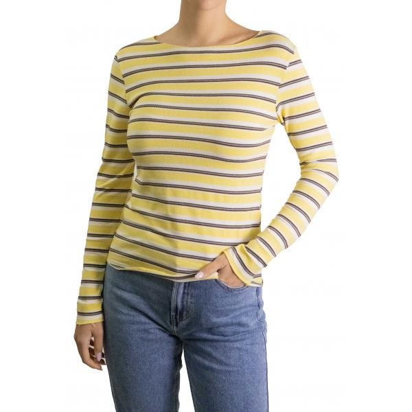 maglia a righe con scollo a barca 